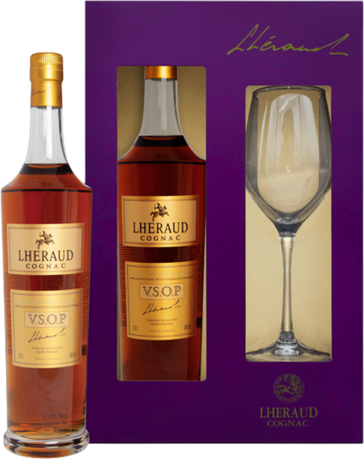 Леро Коньяк VSOP в подарочной упаковке с бокалом 0.7&nbsp;л