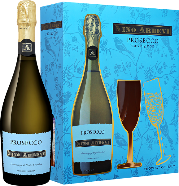 Nino Ardevi Prosecco DOC Extra Dry Progetti Agricoli (gift box with 2 glasses), 0.75 л в Тольятти